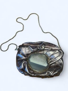 Malababa Metallic Purple/Silver Women’s Crossbody Bag with Agate Accent